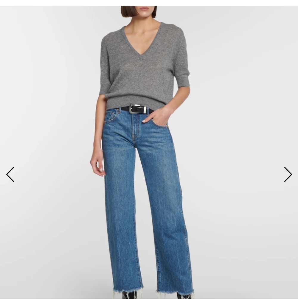 KHAITE Sierra Cashmere Gray Top V-Neck Size XL